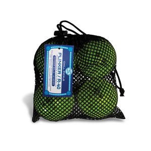 Chill Pickle R40 Outdoor pickleballs stored inside breathable mesh carry sack with product tag attached