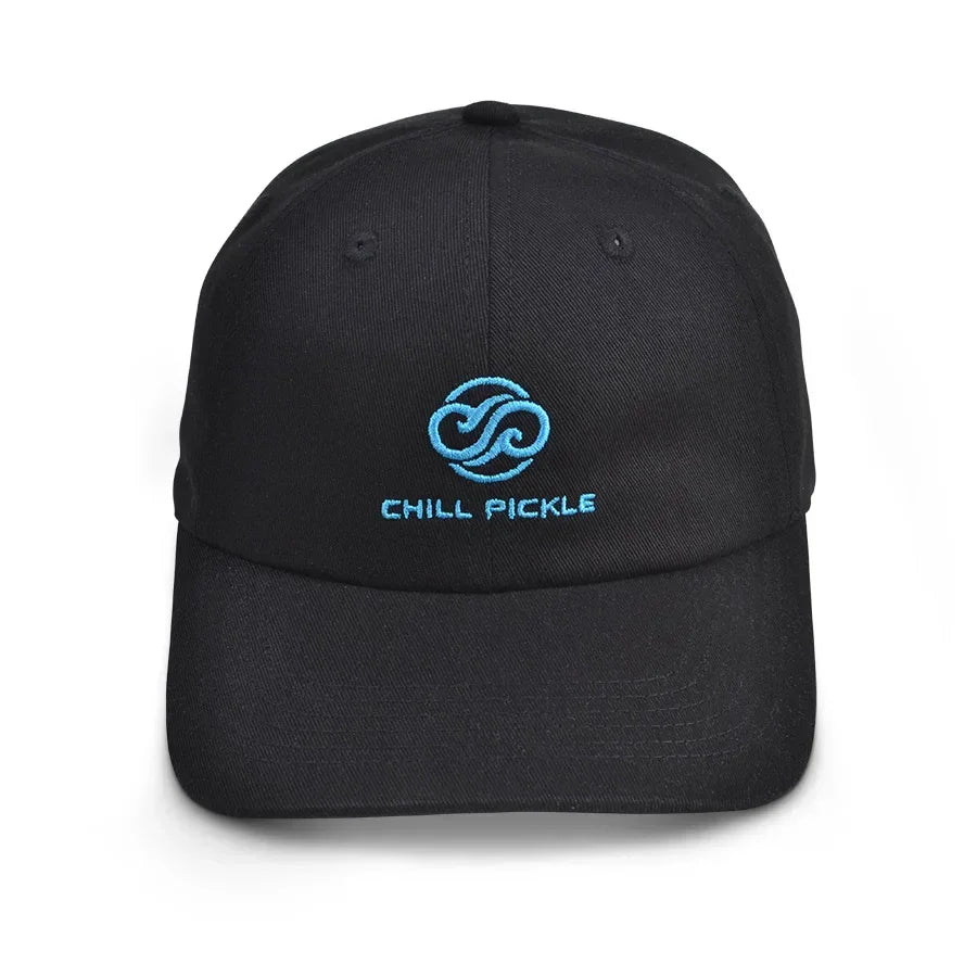 Black Chill Pickle adjustable cap with aqua logo centered on front crown