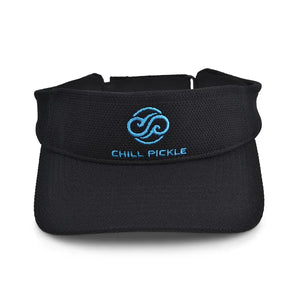 Black Chill Pickle pickleball visor with wide brim and stitched front logo