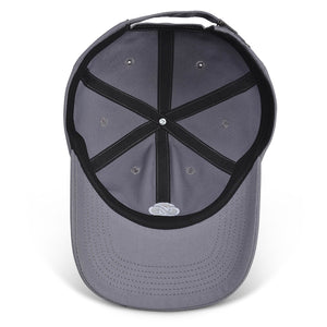 Top-down inside view of gray Chill Pickle pickleball baseball cap with embroidered logo