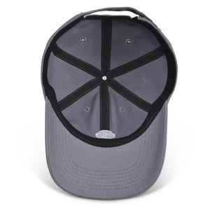 Top-down inside view of gray Chill Pickle pickleball baseball cap with embroidered logo