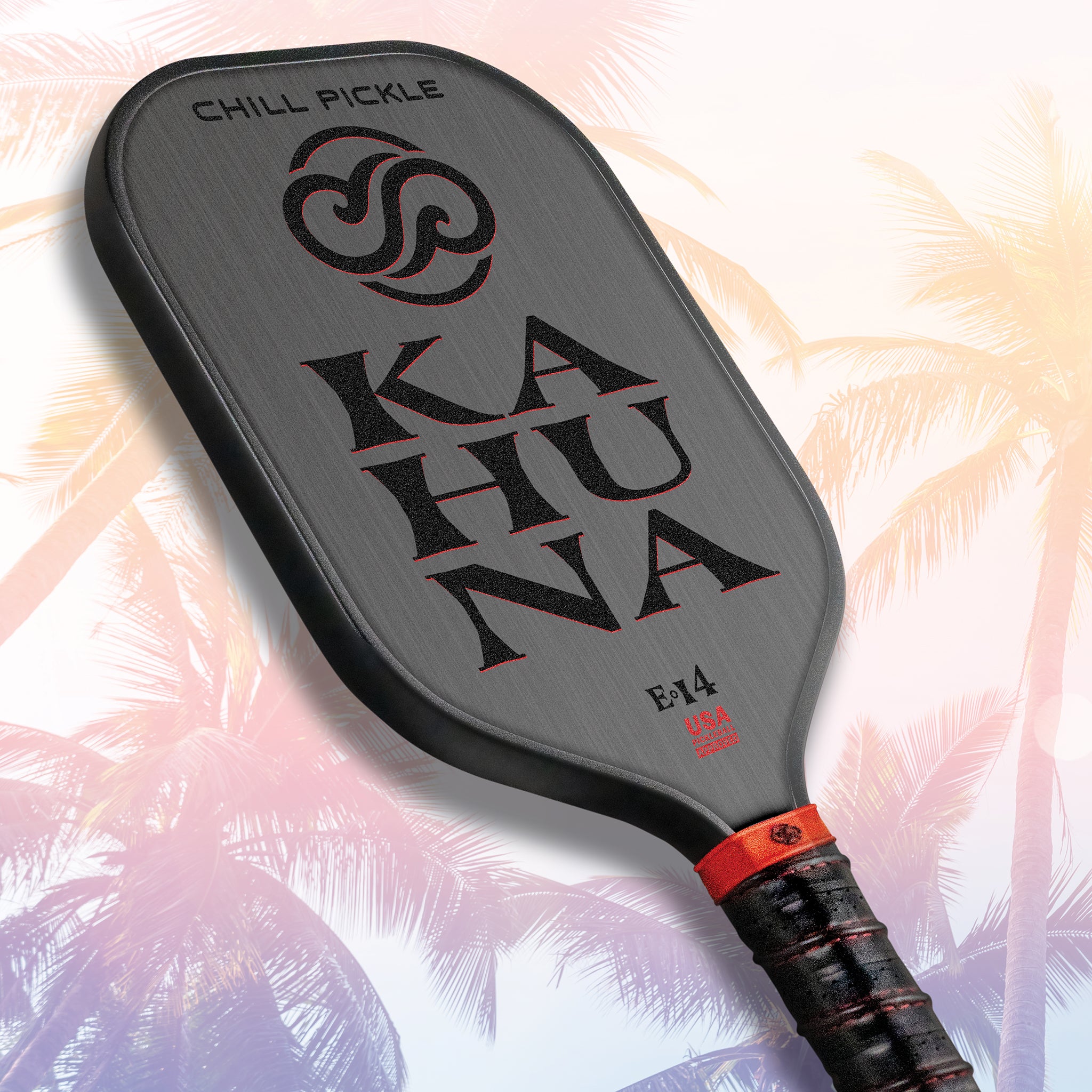 Chill Pickle Kahuna 14mm pickleball paddle three-quarter angled studio product view