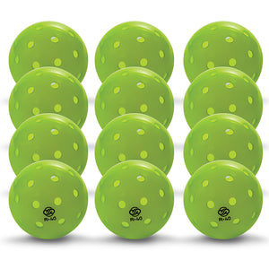 Complete set of 12 Chill Pickle R40 outdoor pickleballs displayed in a clean grid layout