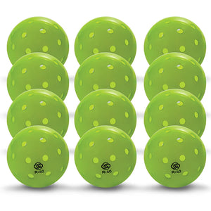 Complete set of 12 Chill Pickle R40 outdoor pickleballs displayed in a clean grid layout