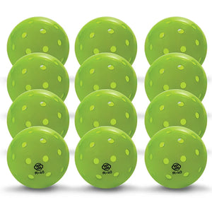 Complete set of 12 Chill Pickle R40 outdoor pickleballs displayed in a clean grid layout