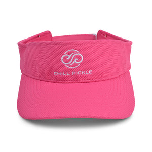 Bright pink Chill Pickle sun visor with breathable band and front logo