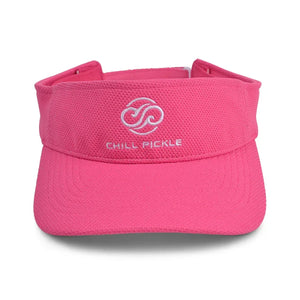 Bright pink Chill Pickle sun visor with breathable band and front logo