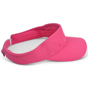 Side view of pink Chill Pickle pickleball sun visor with curved brim