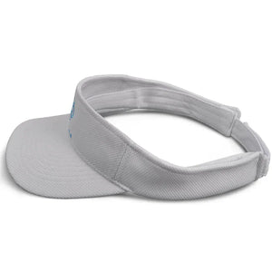 Side view of white Chill Pickle pickleball sun visor with curved brim