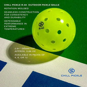 Outdoor pickleball shown in feature graphic highlighting hole pattern and rebound consistency