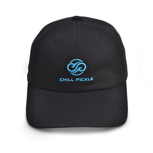 Black Chill Pickle adjustable cap with aqua logo centered on front crown