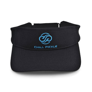 Black Chill Pickle pickleball visor with wide brim and stitched front logo