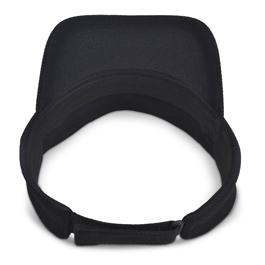 Back view of black Chill Pickle pickleball sun visor with adjustable strap