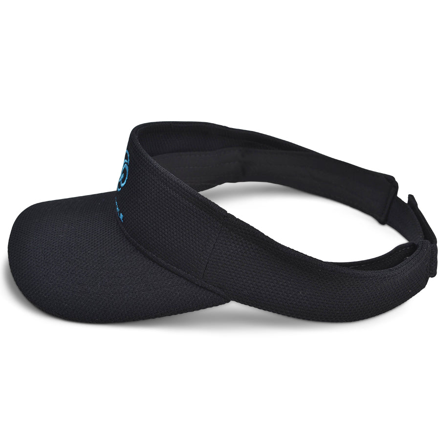 Front view of black Chill Pickle pickleball sun visor with embroidered logo