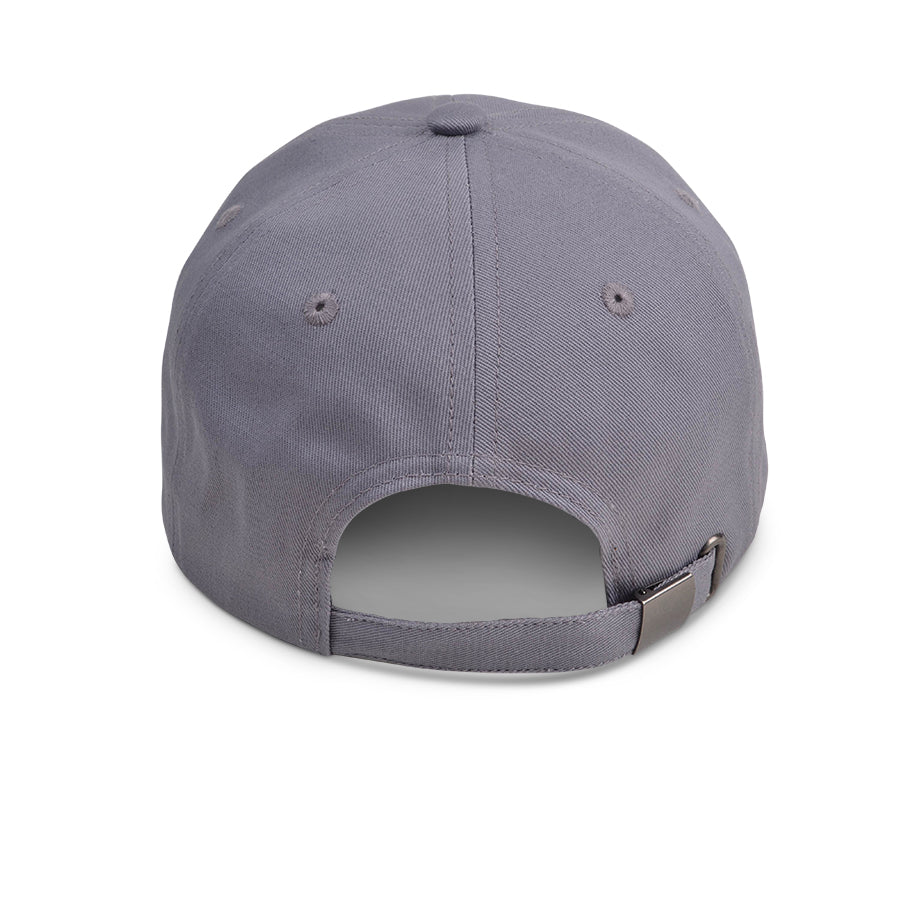 Back view of gray Chill Pickle pickleball baseball cap with adjustable strap