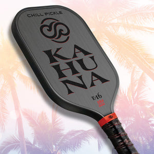 Chill Pickle Kahuna 16mm pickleball paddle three-quarter angled studio view