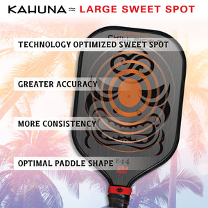 Chill Pickle Kahuna pickleball paddle sweet spot visualization showing power zone and forgiveness