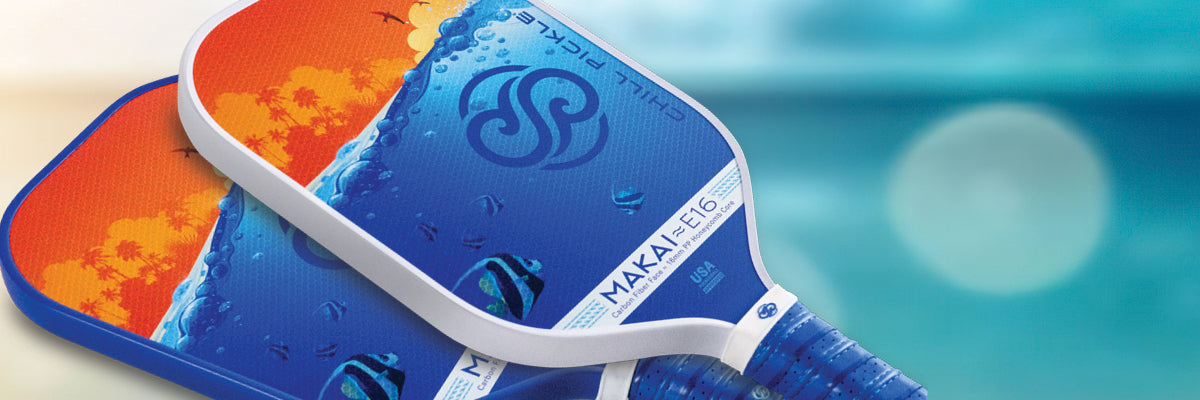 Chill Pickle Makai pickleball paddle banner with tropical performance styling
