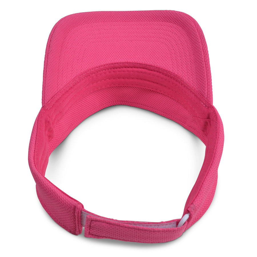 Back view of pink Chill Pickle pickleball sun visor with adjustable strap