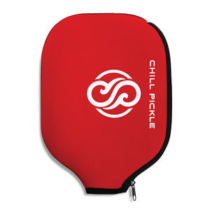Red Chill Pickle pickleball paddle cover shown by itself with front logo visible