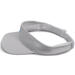 Side view of white Chill Pickle pickleball sun visor with curved brim