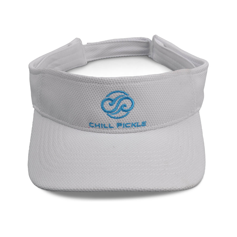 White Chill Pickle sun visor with soft sweatband and embroidered front emblem