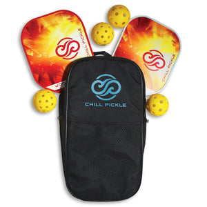 Woosa beginner pickleball starter bundle with two paddles, carry bag, and outdoor balls